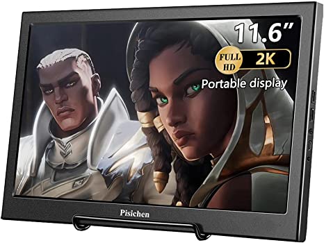 Pisichen 2K Portable Monitor - 11.6 inch IPS FHD LCD Monitor 2560X1440 Computer Game Small Monitor, USB HDMI Display Screen for Laptop PS3 PS4 Raspberry Pi 3 2 1 Windows 7 8 10 System Home Office