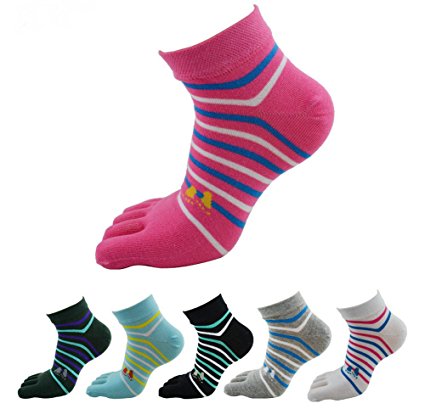 QUANGANG Women's Toe Socks Casual Five Crew Running Athletic Finger 6-Pack
