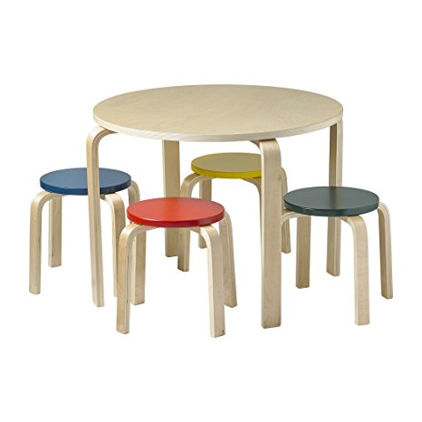 ECR4Kids Bentwood Table and Stool Set for Kids, Assorted