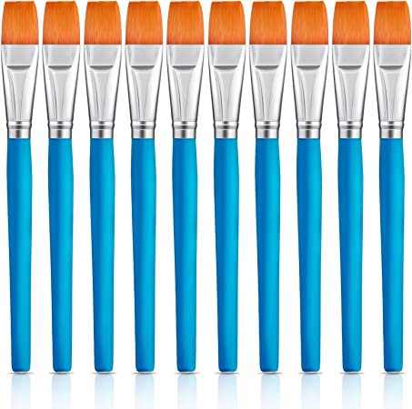 10 Pieces 3/4 Inch Flat Paint Brushes Acrylic Paint Brush Artist Craft Paint Brushes Watercolor Small Brush Bulk Painting Brush Art Detail Oil Brush for Kid Adult(Sky Blue,8.1 x 0.9 x 3/4 Inch)