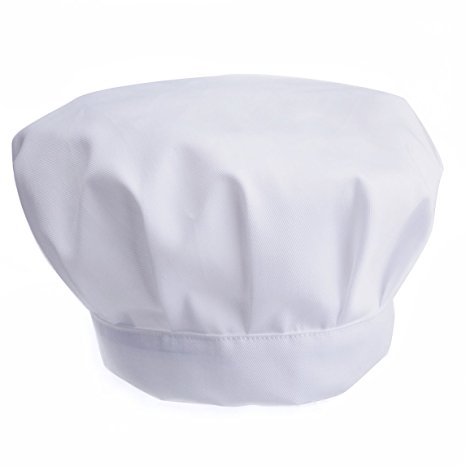 JoyFamily Chef Hat with Comfortable Durable Soft Mateials and Adjustable Size for Adults(White)