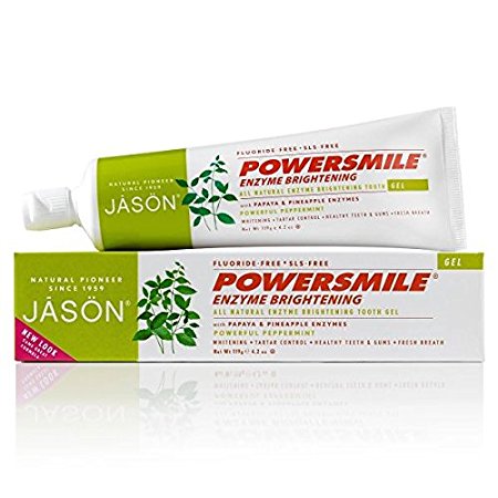 Jason Powersmile Enzyme Brightening Gel Toothpaste Fluoride-free, 4.2 Ounce