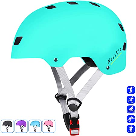 NESSKIN Skateboard Helmet with CPSC and ASTM Certified Kids-Youth-Adults Roller Skating Skateboarding Cycling Scooter Rollerblading Helmet