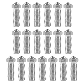 20Pcs Nozzles 0.4mm Stainless Steel Extruder Print Head M6 Lengthen Extruder Thread Nozzles for 1.75mm Filament E3D V5-V6 3D Printer