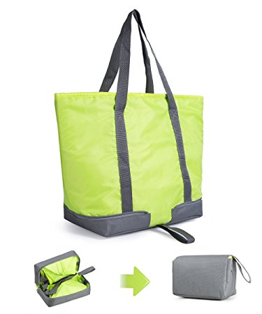 XMBEDERT Insulated Outdoor Picnic Tote Cooler Lunch Bag Collapsible Grocery Cooler Bag,Large,Green