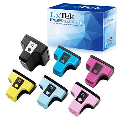 LxTek 6 Pack Remanufactured Ink Cartridge Replacement for HP 02 Q7964AN for HP PhotoSmart C7280 C6280 C5180 C6180 D7360 D7460 8250 C7200 Printers (Black/Cyan/Magenta/Yellow/Light Cyan/Light Magenta)