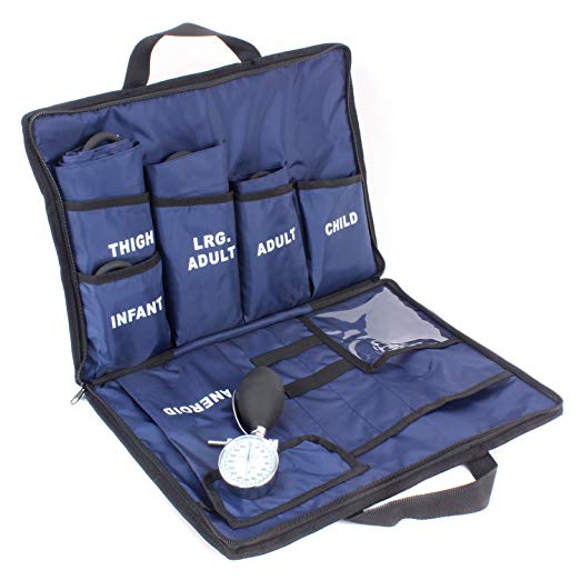 Dixie EMS 5 Cuff Blood Pressure Aneroid Kit System - Infant, Child, Adult, Large Adult, Thigh (Blue)