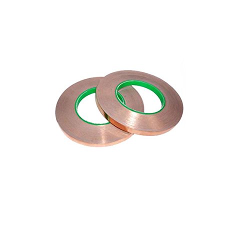LGEGE (2 rolls) Dual Conductive Adhesive 55yd Electron Copper Foil Tape Self-adhesive copper foil tape Stained Glass, Slug Repellent, EMI Shielding, Paper Circuits, Electrical Repairs
