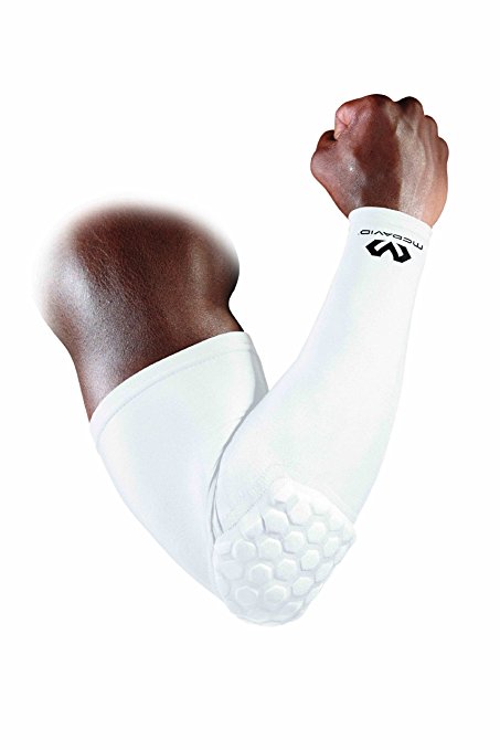 McDavid HEX Compression Shooter Arm Sleeve w/ Protective Elbow Pad for Basketball, Football, All Contact Sports, Single