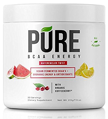 PURE BCAA ENERGY All Natural VEGAN BCAA's Organic Energy, Phytonutrients and Antioxidants Fuels Revitalizes Muscle Pre-workout or Post-workout - Instantized for Faster Muscle Absorption and Recovery!