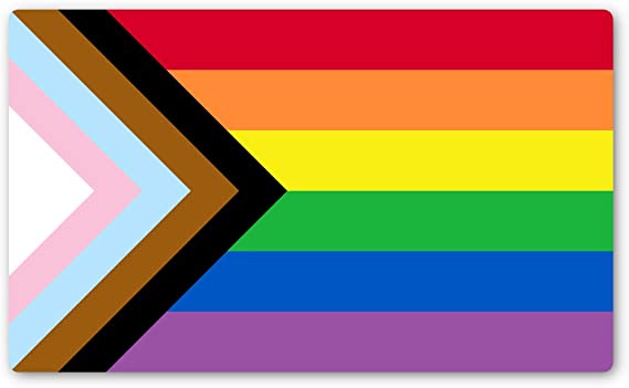 Progress Pride Rainbow Flag Sticker | Show Your Love for The LGBT Family with This Vinyl Decal on Your Laptop, Car Bumper, or Hydro-Flask (3 X 5 Inch)