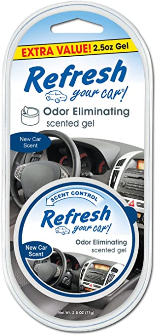 Car Air Freshener, Odor Eliminator, Scented Gel Can, New Car Scent, 2.5 Oz, Refresh Your Car