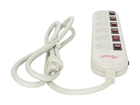 Rosewill 6-Outlet Power Strip 6 ft Cord with Individual Switches RPS-200