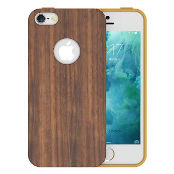 iPhone SE CaseSlicoo iphone 5s case Wood Bamboo Cover Protective Slim Case For Apple iPhone 5S SE 5 - Black walnut