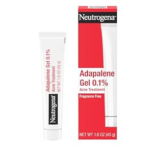 Neutrogena Adapalene Gel Acne Treatment, 0.1% Adapalene Acne Medication for Pimples & Blemishes, Once Daily Topical Retinoid Gel to Help Fight Breakouts, Oil- & Fragrance-Free, 1.6 oz