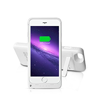 YHhao 5000mAh Charger Case for 5.5' iPhone 6 Plus /6S Plus, Portable Battery Bank with Stand, Slim Fit Slider Design(Please use your original lightening for charging) (White)