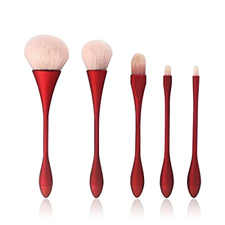 Qingta Makeup Brush Set Premium Foundation Face Powder Blush Cosmetics Foundation Blending Blush Makeup Brush Kit with Slender Waist Design(Red)