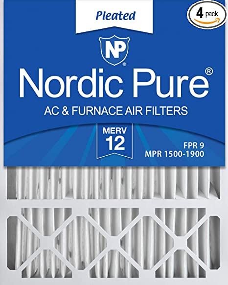 Nordic Pure 20x25x5 (4-3/8 Actual Depth) Lennox X6673 Replacement AC Furnace Air Filter, MERV 12, 4 Pack