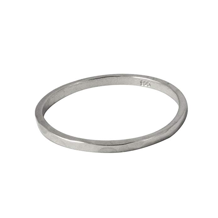 apop nyc Thin Band Ring Sterling Silver Hammered 1.5mm (Size 3-9)