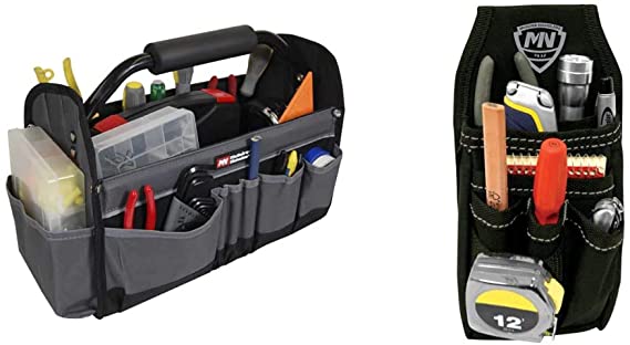 McGuire-Nicholas 22015 15-Inch Collapsible Tote & Mini Organizer | Mini Organizer Pocket Attachment for Tool Belt | Durable and Compact Tool Holder