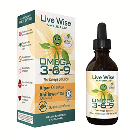 Vegan Omega 3 6 9 Supplement – Algae Source of EPA and DHA Fatty Acids – for Joint Support and Immune System – Heart and Skin   Brain Health Fish Oil Free…