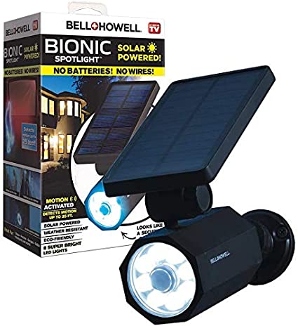 Bionic Spotlight Deluxe by Bell Howell Solar-Powered Spot Light 25 Feet Motion Sensor, Sun Panels, Waterproof Frost Resistant Patio, Yard and Outdoor Lighting As Seen On TV, Black