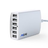 Anear 60W 6 Port Desktop USB Charging Hub High Speed with PowerSmart Technology Wall Travel Charger Compatible with iPhone 6  6 Plus iPad Air 2  mini 3 Samsung Galaxy S6  S6 Edge and More