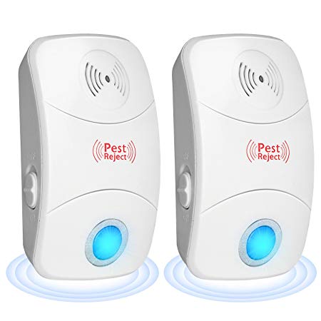 GiBot Ultrasonic Pest Repeller, 2 Pack Electric Pest Control Pest Repellent for Mice, Rats, Roaches, Spiders, Rodent and Insects, Non-toxic Non-noise, Kids and Pets Safety, White