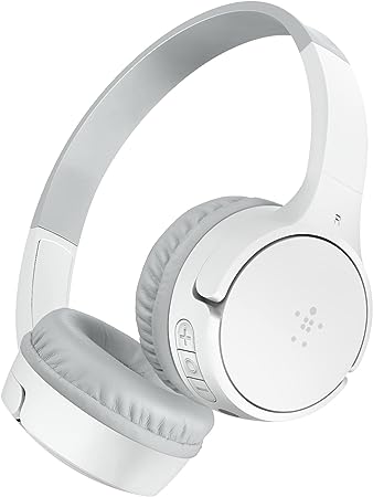 Belkin SoundForm Mini Kids Wireless Headphones with Built in Microphone, On Ear Headsets Girls and Boys For Online Learning, School, Travel Compatible with iPhones, iPads, Galaxy and more - White