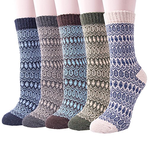 5 Pack Womens Thick Warm Comfort Cotton Casual Wool Winter Socks