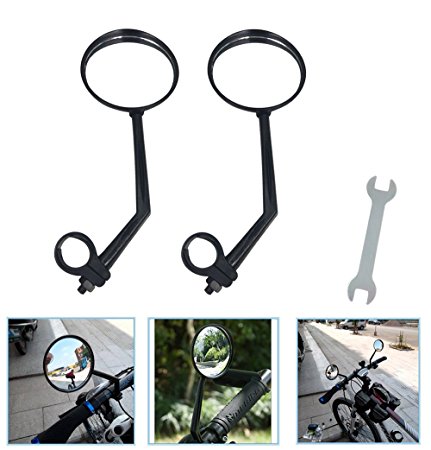 A Pair of Rearview Bicycle Mirrors, Bike Mirrors Support 360°Rotation (Suitable for Mountain Bike, Off-Road Bike and Fixed Gear Bike with The Handlebar 1.8 cm - 2 cm (0.71 in - 0.79 in) Diameter)