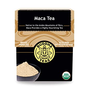 Organic Maca Tea – 18 Bleach-Free Tea Bags – No GMOs, Caffeine-Free, Contains Amino Acids, Natural Source of Vitamins & Minerals, Boosts Energy