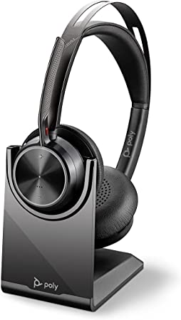 Poly - Voyager Focus 2 UC USB-A Headset with Stand (Plantronics) Boom Mic - USB-A PC/Mac Compatible - Active Noise Canceling - Works w/Teams, Zoom (Certified) & More, Black, One Size, 213727-01M