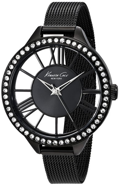 Kenneth Cole New York Women's 10019679 Transparency Black Stainless Steel Watch with Mesh Band