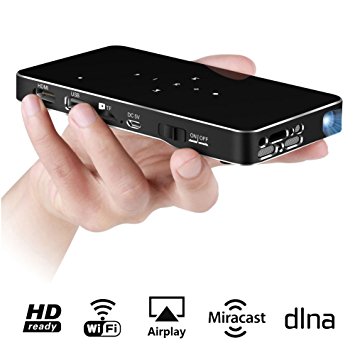 Mini Projector, iXunGo P1 DLP Pico Video Projector Support Full HD 1080P, HDMI & WIFI Wireless Connectivity, Ultra-Portable Size & 120" Display, Support HDMI Input/ WiFi/ USB/ TF Card (Black)