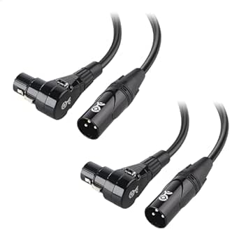 Cable Matters 2-Pack Right Angle XLR Cable, XLR Microphone Cable 3 Feet, Oxygen-Free Copper (OFC) XLR Right Angle Cable, Mic Cord, XLR Speaker Cables, Black