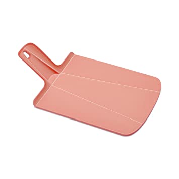 Joseph Joseph 60158 Chop2Pot Foldable Plastic Cutting Board 15 x 8.75 Non-Slip Feet 4-inch Handle Dishwasher Safe, Small, Soft Pink