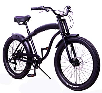 Anti-Rust and Light Weight Aluminum frame Fito Modena GT-2 Alloy Shimano 7-speed Shimano disk brakes 26" mens beach cruiser bike bicycle Matte black