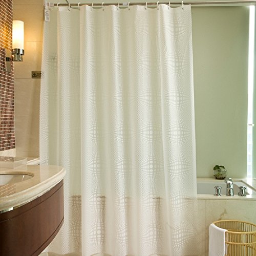 Welwo Shower Curtains, Liners, Sets with Hooks&Rings Extra Long Peva/PEVA Shower Liner 72 x 78 Inches, White, Geometry