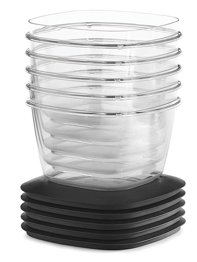 Rubbermaid Premier Food Storage Container, 7 Cup, 5-Pack, Grey