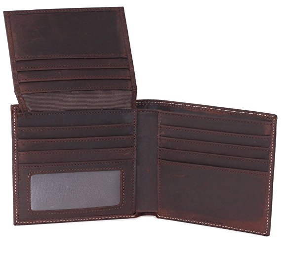 PAZARO Men's Wallet Full Grain Leather Wallets Credit Card Holder Bifold Trifold
