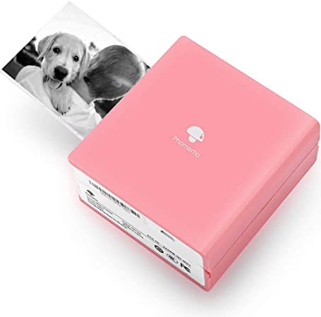 Phomemo M02 Portable Photo Printer Mini Bluetooth Thermal Printer, Built in Rechargeable Battery and Paper Roll Holder, Compatible with Android&IOS, for Study Note, DIY Color, Pink