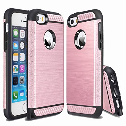 iPhone SE Case, iPhone 5/5S Case, CHTech Dual Layer Heavy Duty Protection Scratch Proof Armor Case Cover for Apple iPhone 5/5S/SE (Rose Gold)