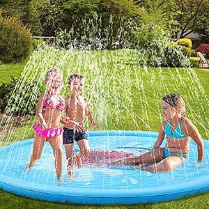 VASLON Inflatable Splash Sprinkler Pad 68" (170CM) For Kids Toddlers, Kiddie Baby Pool, Outdoor Water Mat Toys - Baby Infant Wadin Swimming Pool - Fun Backyard Fountain Play Mat for 1 -12 Year Old Girls Boys