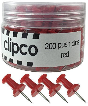 Clipco Push Pins Jar (200-Count) (Red)