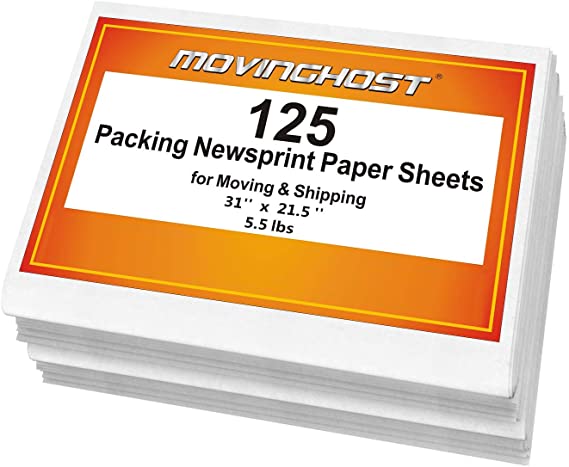 125 Newspaper Packing Paper Sheets for Moving - 5.5 Lbs - Recyclable Acid Supplies Material - Smelless Smooth Wrapping Packaging Paper