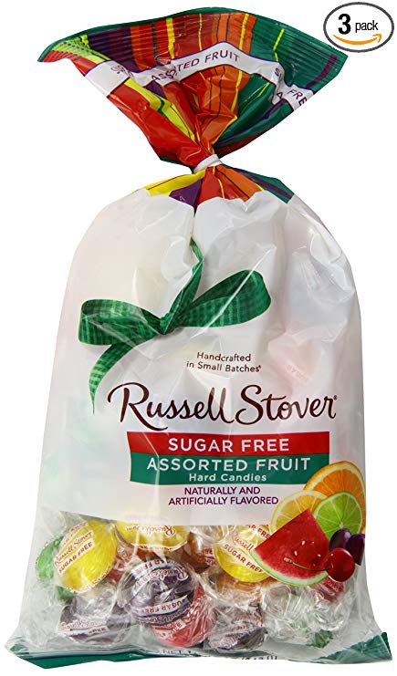 Russell Stover Sugar-Free Hard Candies Assorted Fruit Flavors 12 Ounce Bags (Pack of 3) Sugar-Free Candy, Assorted Hard Candy Bag, Individually Wrapped Sugar-Free Hard Candy Sweetened with Stevia