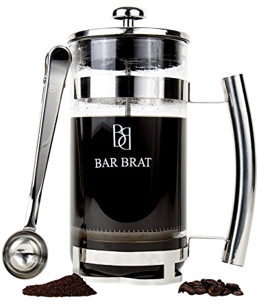 Bar Brat Premium French Press Coffee Maker/Best Way To Drink and Make Coffee/Perfect For Coffees and Teas/110 Cocktail Recipe Ebook Included