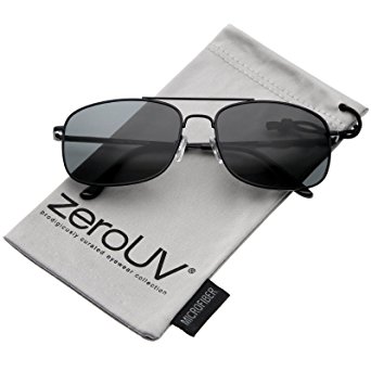 zeroUV - Classic Metal Crossbar Spring Loaded Hinges Square Lens Aviator Sunglasses 55mm