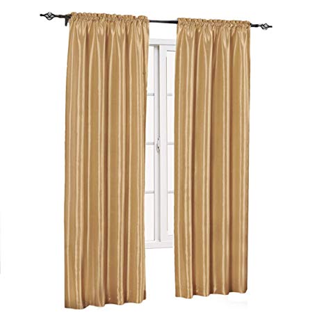 sheetsnthings Soho Faux Silk, 84-Inch Wide x 63-Inch Long, Polyester, Set of 2 Curtain Panels, Gold